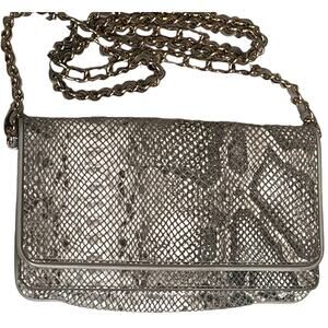 Vintage Nordstrom Leather Shoulder bag Animal / Python print, Gray Crossbody Bag